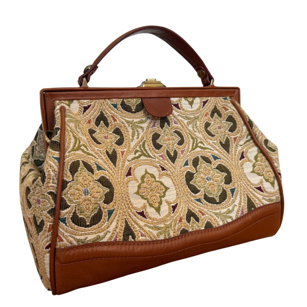 LTD Edition $399 Patricia Nash Discovery Brianza Tan Tapestry Frame Puse - Picture 2 of 7